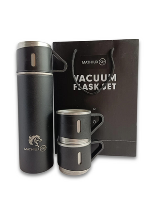 Bouteille thermique avec 3 tasses, boissons chaudes ou froides pendant des heures, thermos en acier inoxydable à double isolation, 500 ml/17 oz