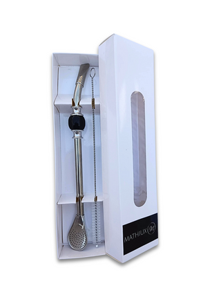 Bombilla/paille en acier inoxydable pour Yerba Mate et boissons générales (noir).