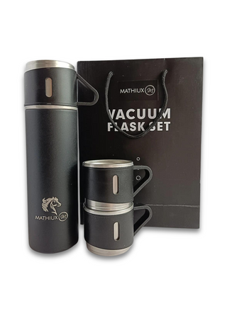 MATHIUX M Thermal Bottle with 3 Cups, Hot or Cold Drinks for Hours, Double Insulated Stainless Steel Thermos, 500ml/17oz 