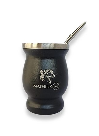 MATHIUX M Argentine Mate Set, Kit for Yerba Mate, Mate Set includes Black Double Wall Stainless Steel Glass, Bombilla with 2 Filters and Cleaning Brush